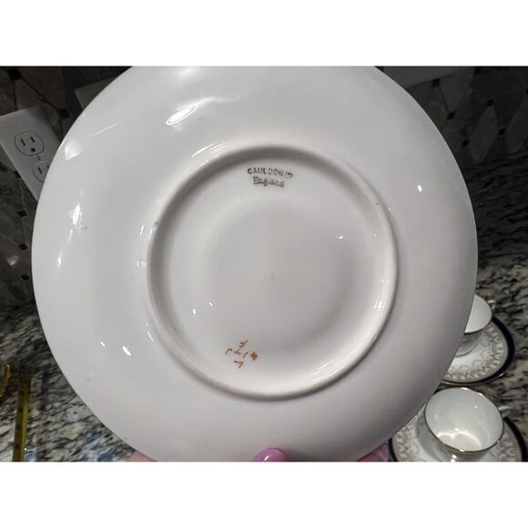 Cauldon 1900s Demitasse Espresso Set Cup Saucer 414J Antique 7 Pcs Blue Gold - Picture 5 of 16